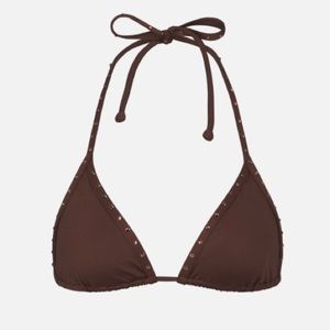 SKIMS Swim Bikini Rhinestone Triangle Top in Cocoa Size L NWT